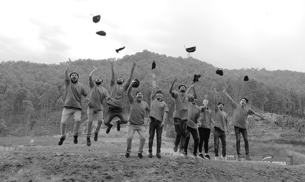 A group of people celebrating.